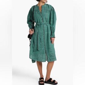 Ulla Johnson Fiora Striped Cotton Midi Dress, size 12-14